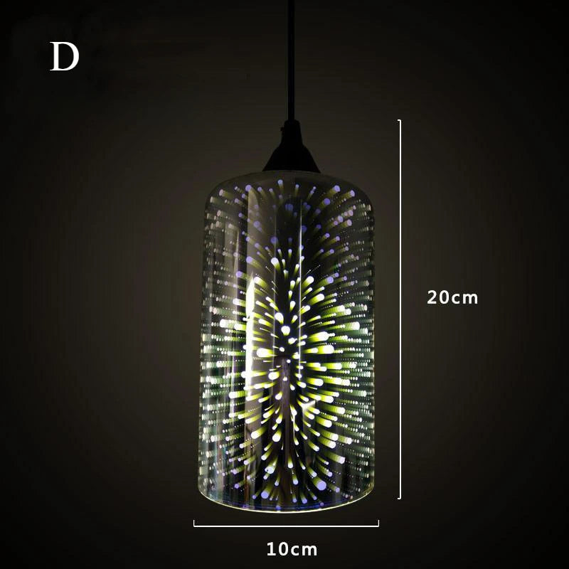 3D Glass Fireworks Pendant Lamps Modern Simple Pendant Light for Dining Room Bar Laser Starry Sky Light and Shadow Chandelier