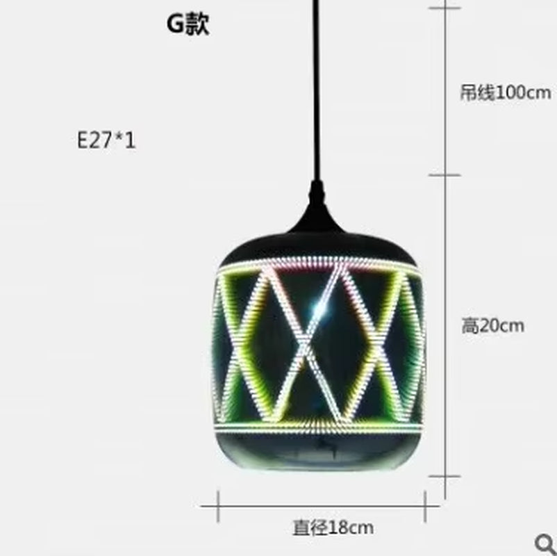 3D Glass Fireworks Pendant Lamps Modern Simple Pendant Light for Dining Room Bar Laser Starry Sky Light and Shadow Chandelier