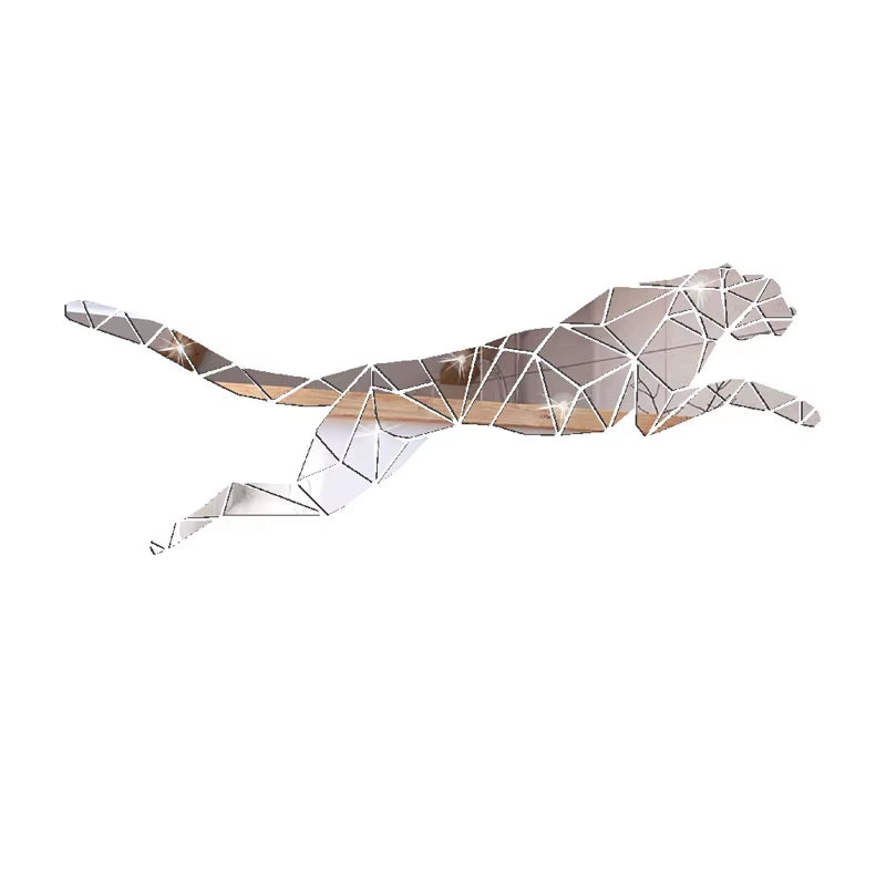 Geometric Splicing Leopard Acrylic Mirror Wall Stickers Cheetah Living Room Home Decor Shop Training Institutions Wall Decor