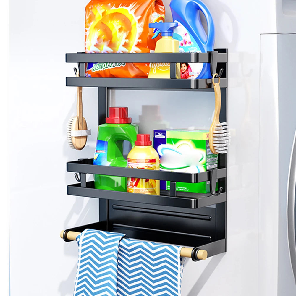 Magnetic Spice Rack Fridge Magnet Organizer Rustproof Side Fridge Storage Rack Magnetic Shelf for Kitchen Organization Storage