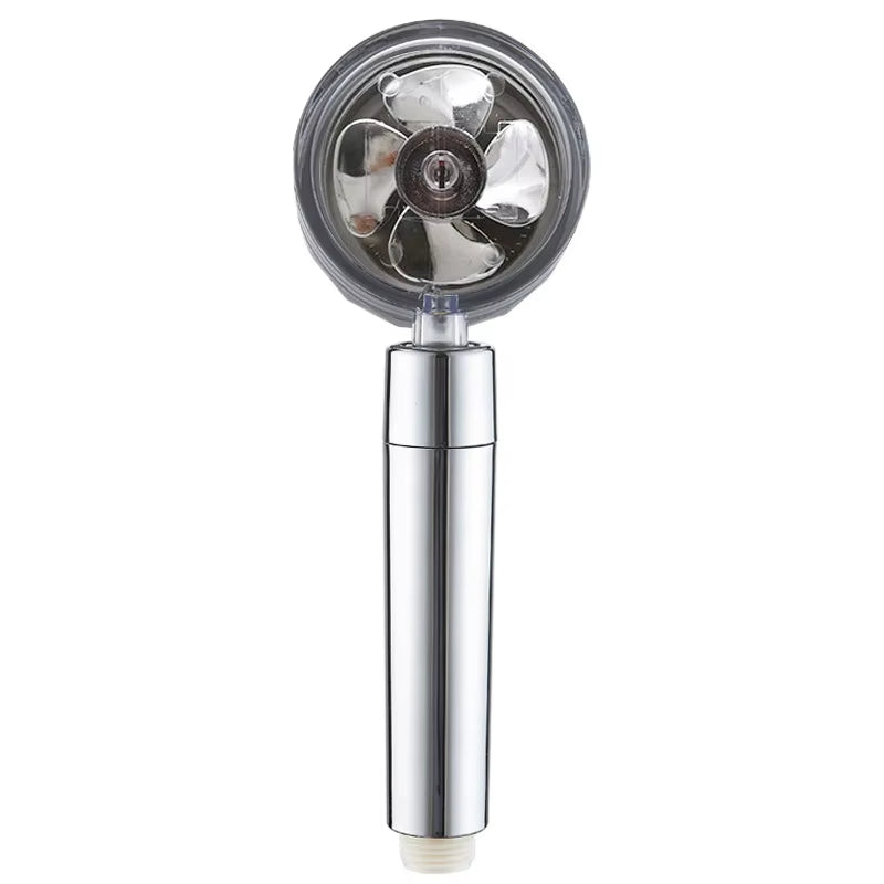 New 2021 Dropshipping Propeller Driven Shower Head with Stop Button Shower Head with Fan High Pressure Handheld Shower Nozzle
