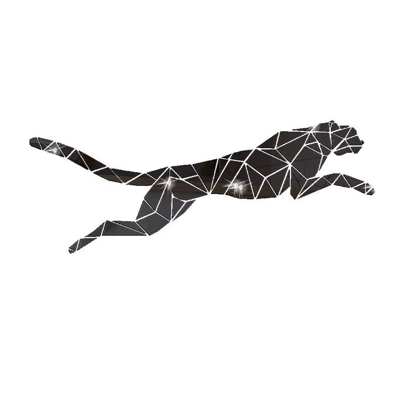 Geometric Splicing Leopard Acrylic Mirror Wall Stickers Cheetah Living Room Home Decor Shop Training Institutions Wall Decor