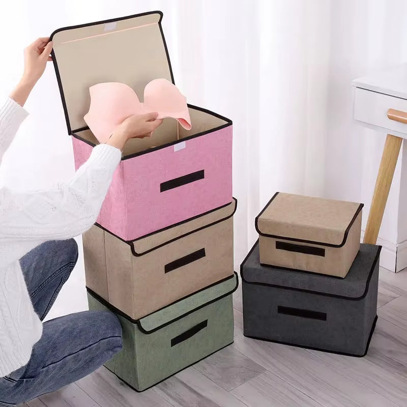 Fold Non Woven Fabric Storage Box Gray Home Supplies Clothing Underwear Sock and Kid Toy Storage Organizer Cosmetics